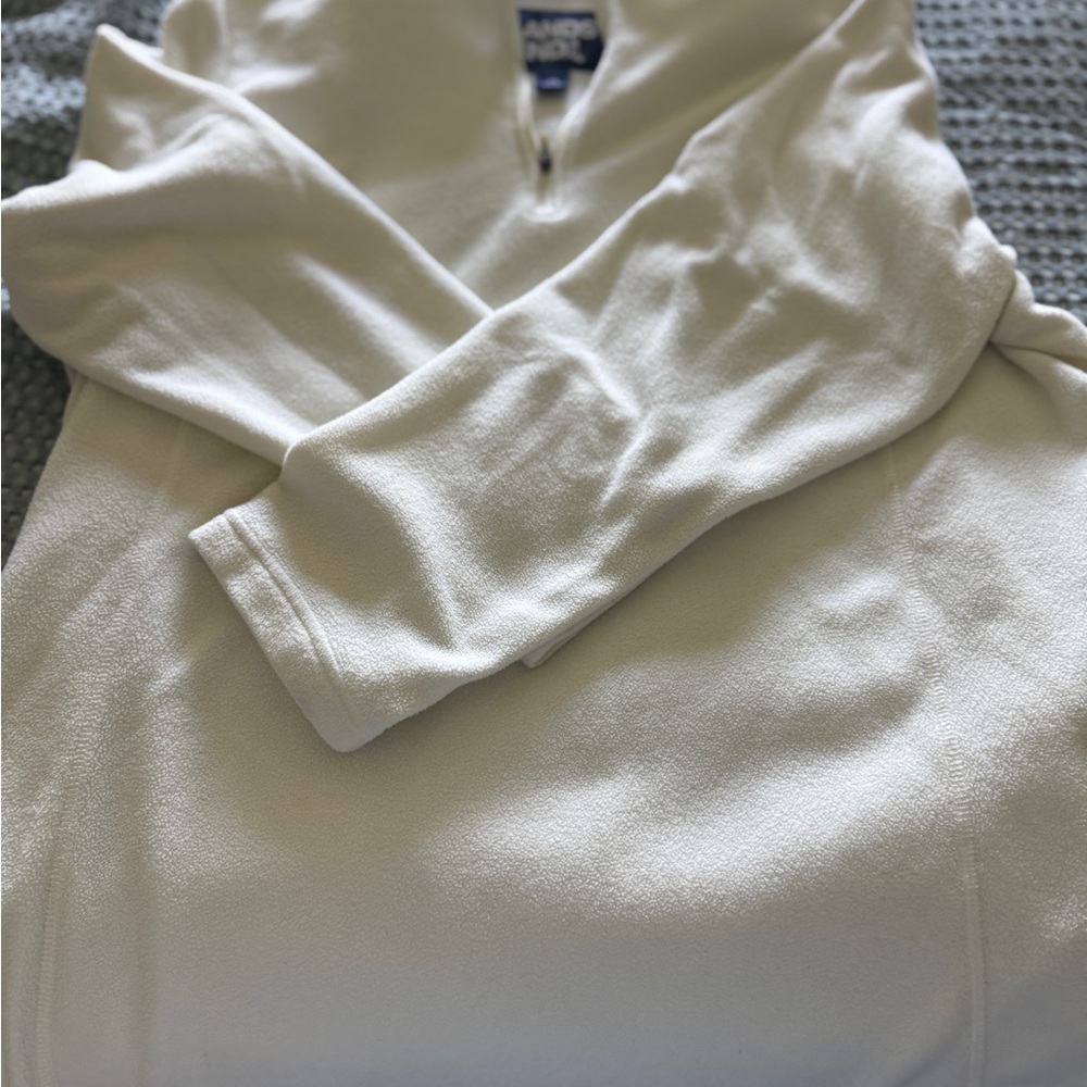 Lands End Cream Quarter-Zip Pullover Fleece